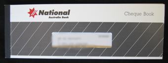 A photo of a cheque book